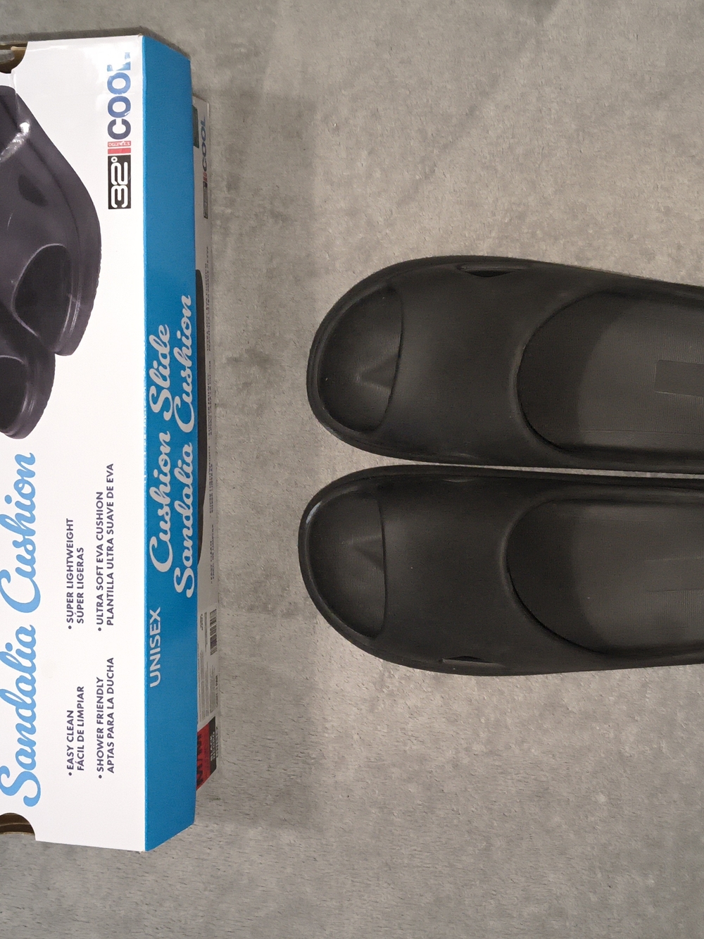 32 Degrees Black Slip-On Cushion Sandals